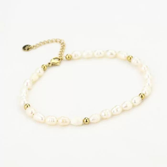 Parel enkelbandje - Goud