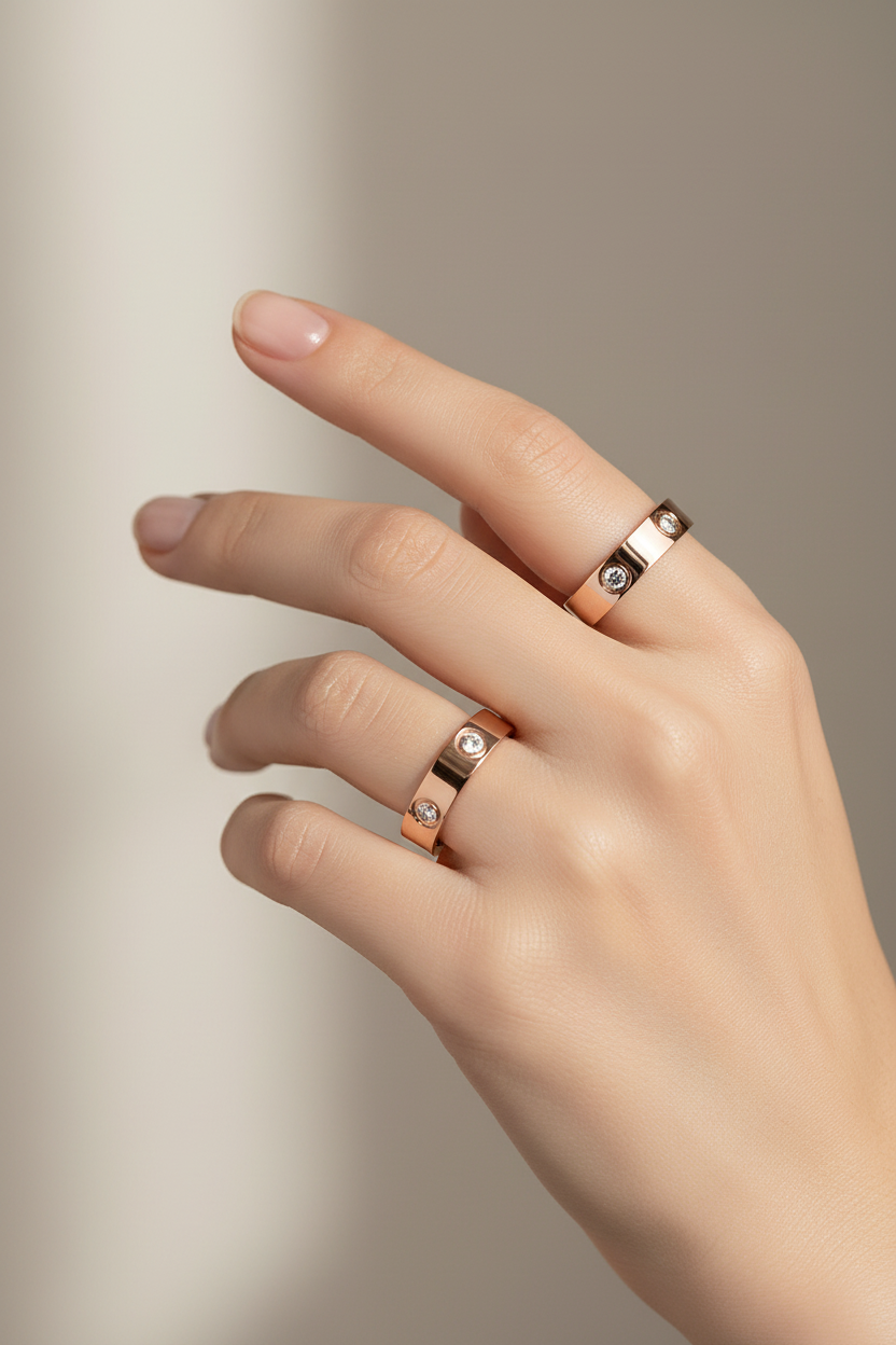 Gold Crystal Band Ring