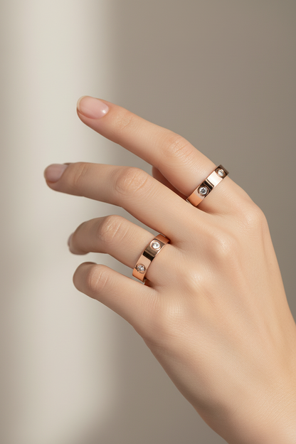 Gold Crystal Band Ring