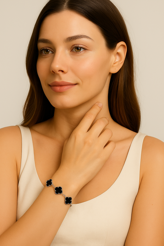 Clover bracelet Black - Silver