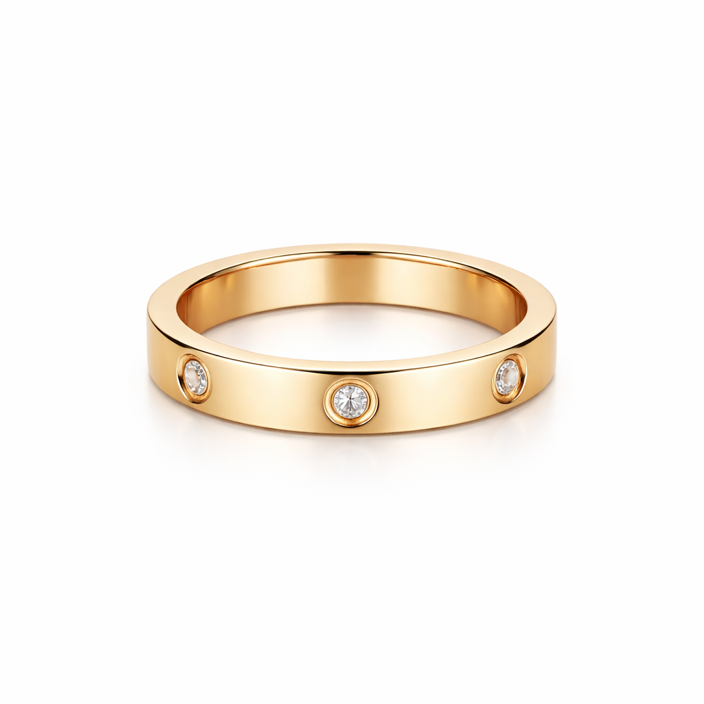 Gold Crystal Band Ring