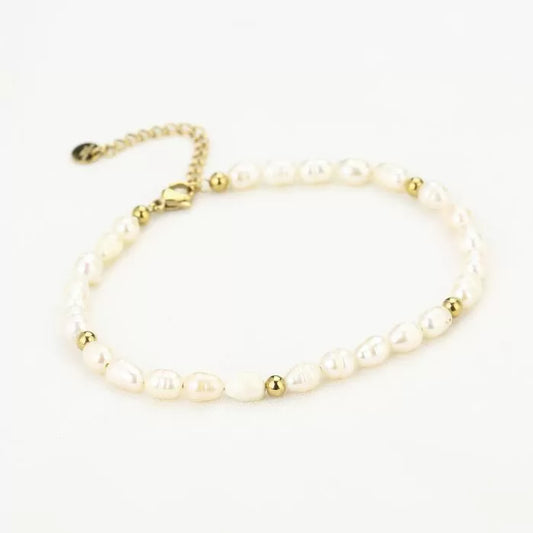 Parel enkelbandje - Goud